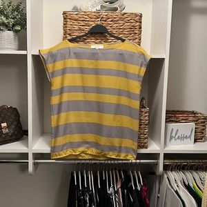 Capped sleeve blouse striped Med Loft